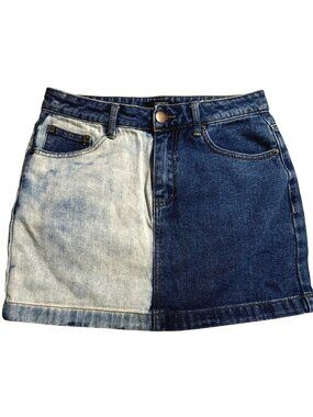 Y2k Summer Forever 21 Mini Denim Skirt Medium Blue Split Design Retro 70 Vibes